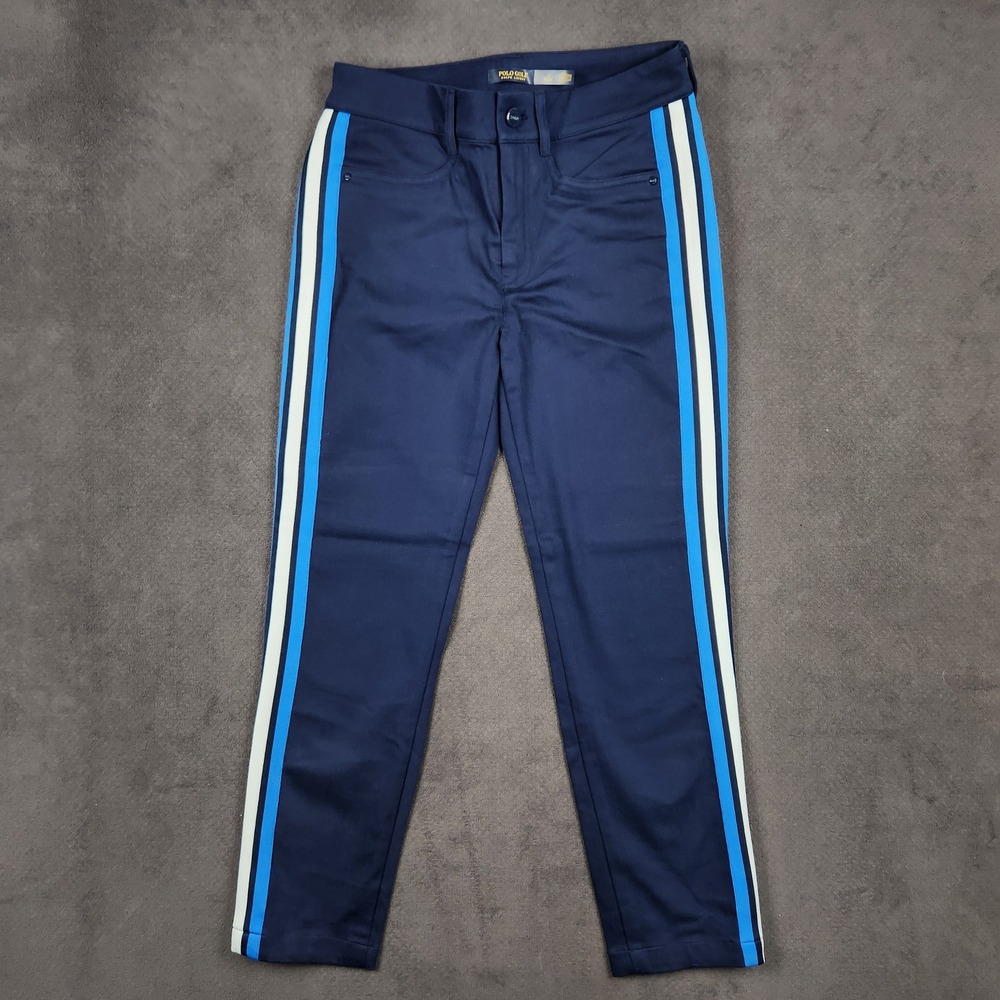 Polo Golf Ralph Lauren Pants Womens 2 Navy Blue Tuxedo Side Stripe Ankle NEW